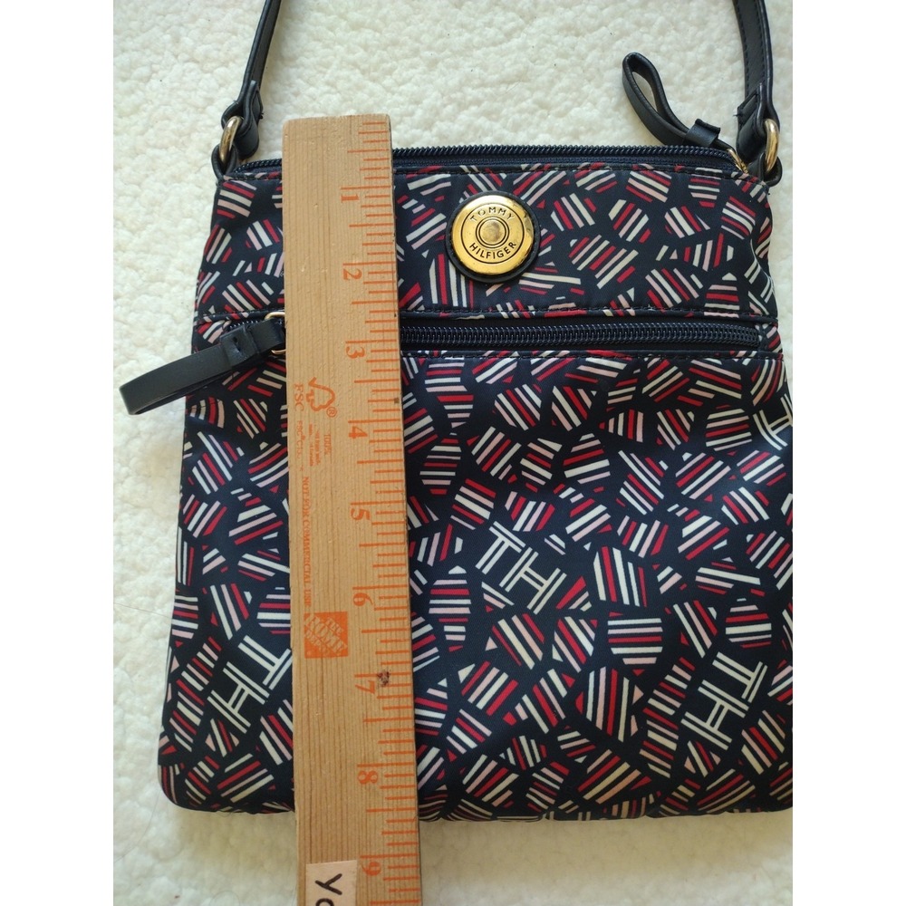 tommy hilfiger‎ Crossbody Bag Woman's Small Navy Red White Monogram Logo Zippers - Picture 3 of 8